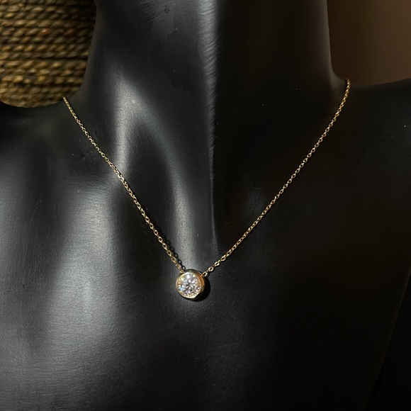 Classic DColor Moissanite 1 ct Stud Necklace 18KGold Plated 925SterliS-Certified - Picture 10 of 10